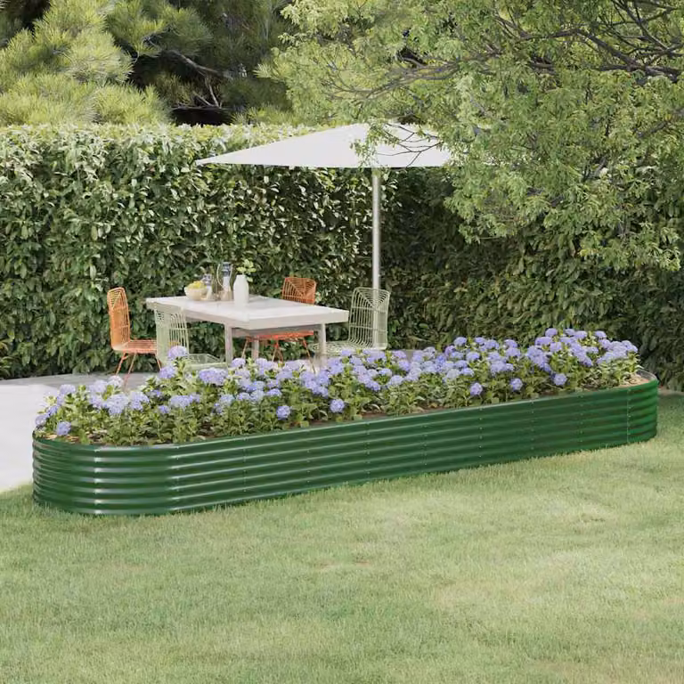 Letto rialzato da giardino vidaXL in acciaio zincato verde L: 396 cm, P: 100 cm, H: 36 cm