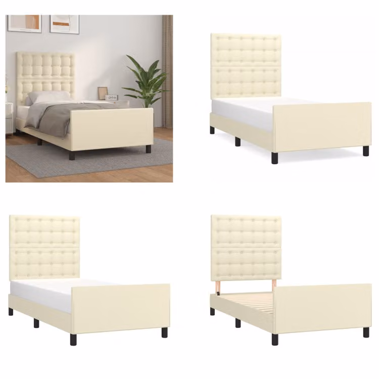 vidaXL Giroletto con testiera panna 80x200 cm in Pelle finta - Giroletto con testiera - Giroletti con testiera - Letto con testiera - Letto con testiera