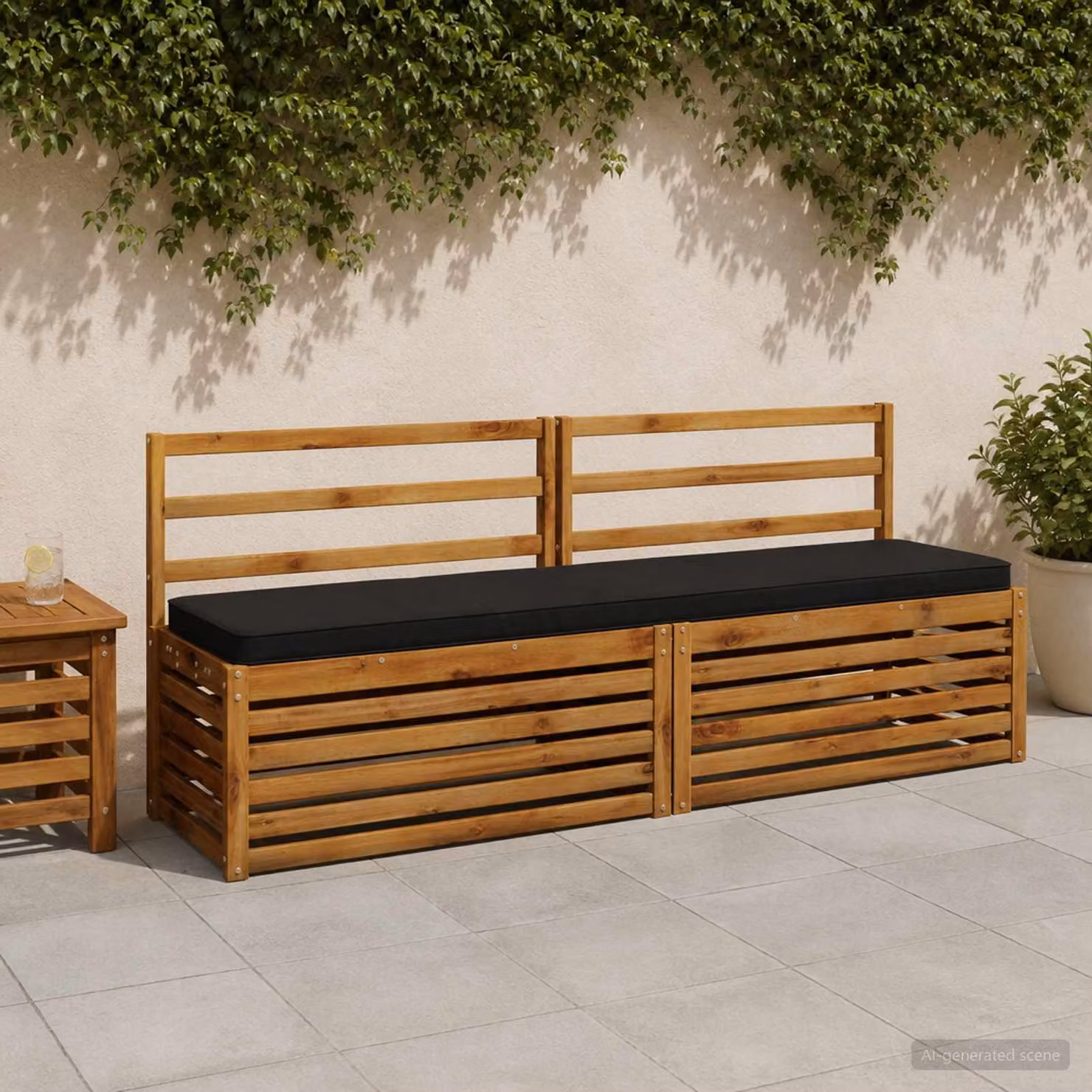 Cuscino per panchina vidaXL VUGHT nero in poliestere con rivestimento rimovibile e resistente ai raggi UV