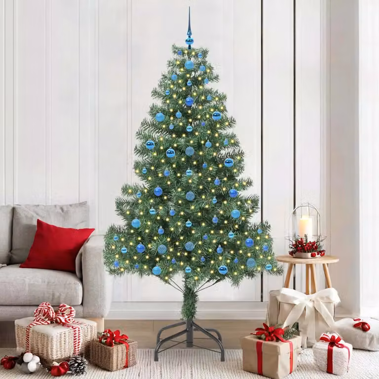 Albero di Natale verde vidaXL con luci LED warm white in PVC, Altezza: 210 cm