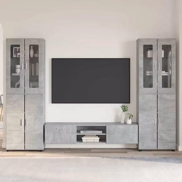 Set mobile TV FLORIN 3 pz Grigio cemento Legno ingegnerizzato 3397997