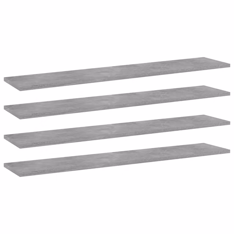 Set di 4 ripiani per libreria vidaXL in legno multistrato, colore grigio cemento, L: 100 cm, P: 20 cm, H: 1,5 cm