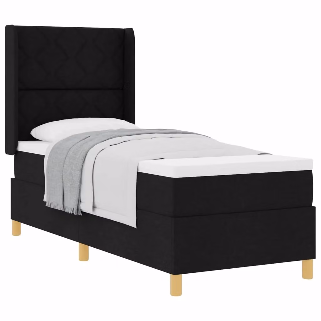 Letto a molle con testiera vidaXL in tessuto nero e oro L 200 x L 80 x H 128 cm – 2