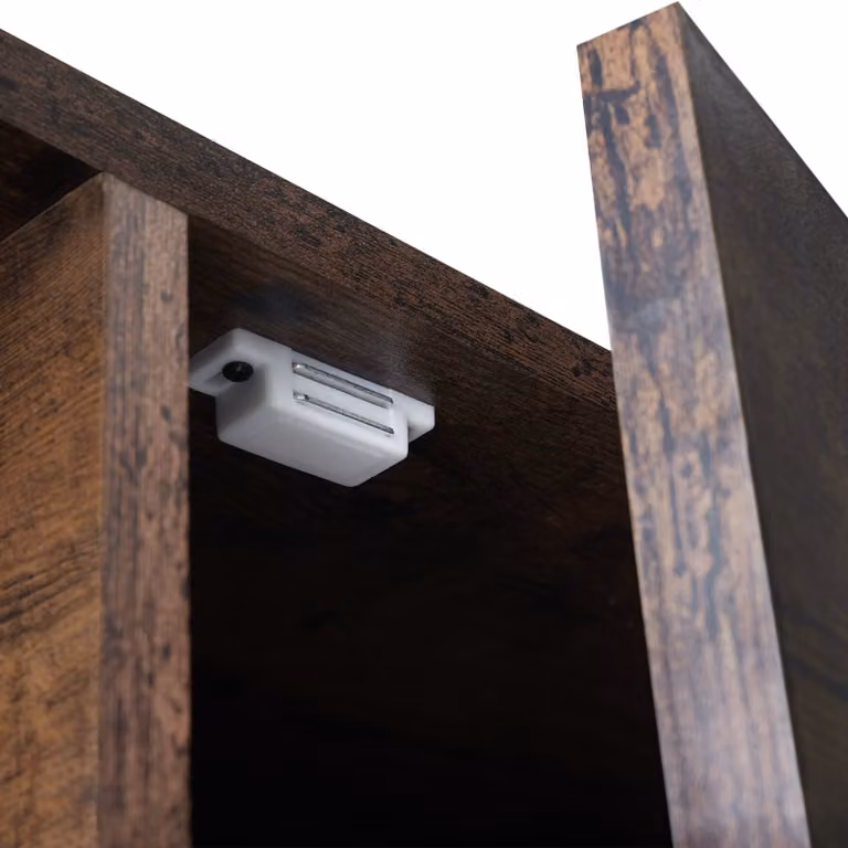 Credenza Doncaster tectake in stile industriale in legno e metallo marrone per soggiorno L: 125 cm, H: 60 cm, P: 38 cm