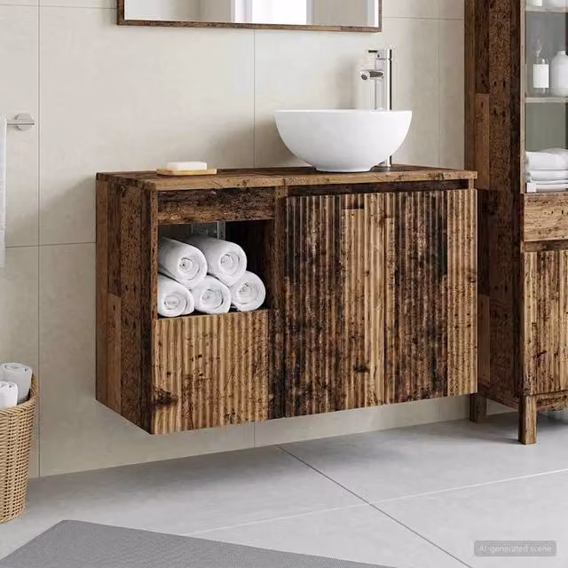 Set di mobili per il bagno 2 pz Legno antico 3404032