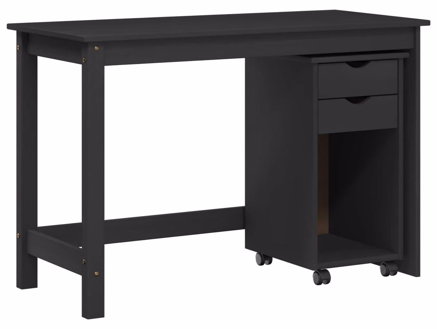 Set di due mobili contenitori per scrivania, colore grigio, in legno di pino massello