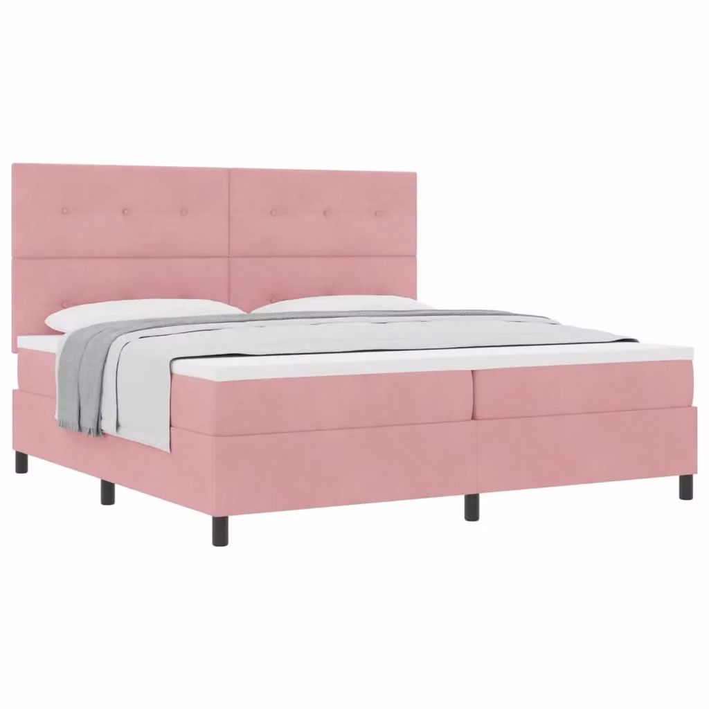 Letto a molle con testiera vidaXL in velluto rosa L: 200 cm, P: 200 cm, H: 280 cm – 2