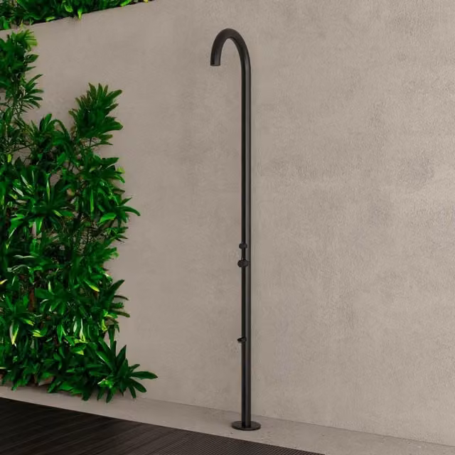 Doccia esterna Sined in acciaio inox 316L nera con miscelatore integrato sistema Cbox per giardino e piscina L: 244 cm – 1