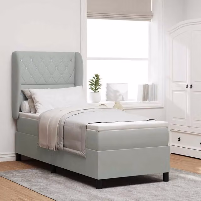 Letto ibrido con testiera in velluto grigio vidaXL L 200 cm x P 80 cm