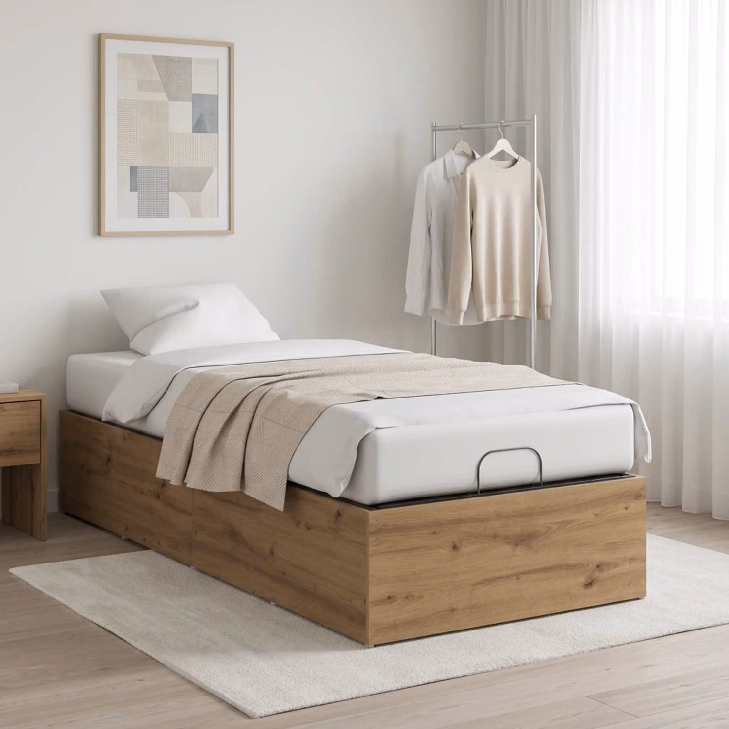 vidaXL Giroletto per rete letto regolabile in legno Rovere L: 200 cm, P: 80 cm
