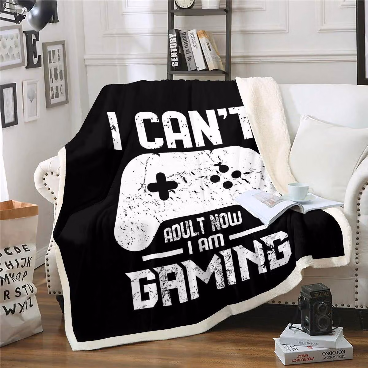 Solidchoice - Coperta Sherpa per gamepad, 130 x 150 cm