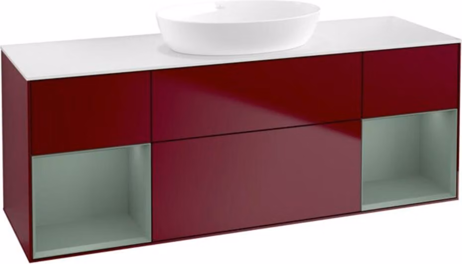 V&B mobile lavabo con illuminazione a parete Finion 160cm, Pl wh. m, Reg Oli. m Lac, Peo m