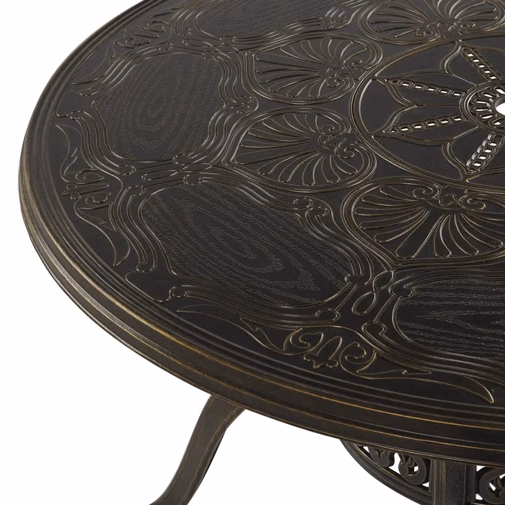 Tavolo da pranzo da giardino rotondo BELIANI in alluminio marrone stile vintage con diametro di 100 cm – 2