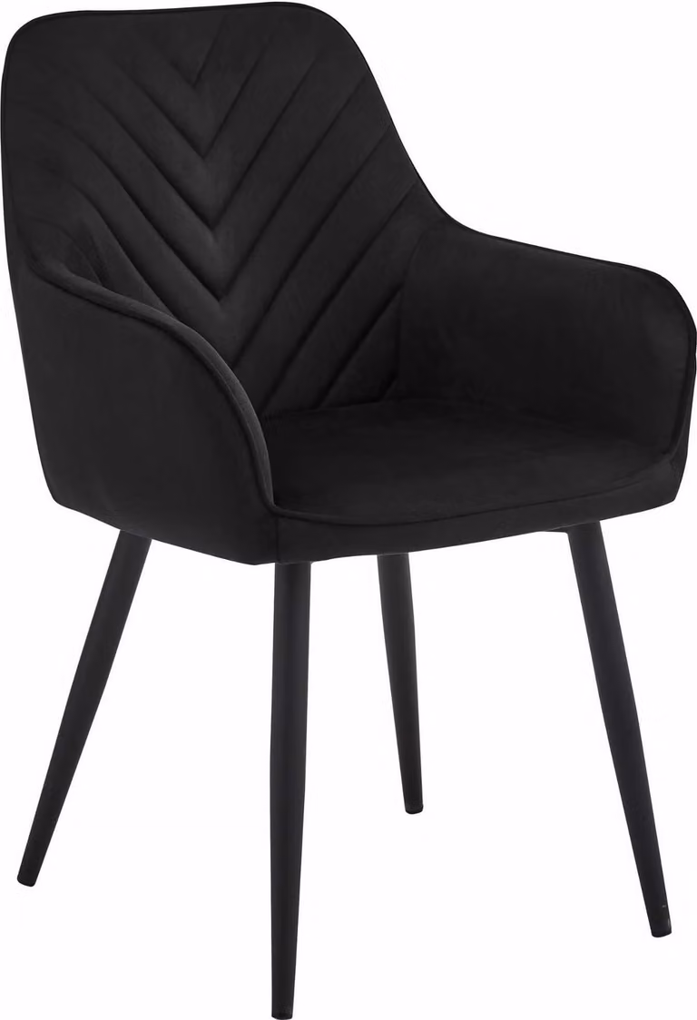 Sedia Valora NANA in velluto nero con gambe nere x1 | Moderna sedia in velluto nero con gambe opache