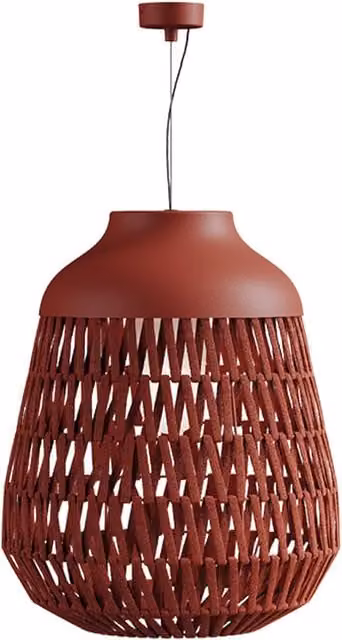Lodes Stitch Lampada a Sospensione Outdoor in Metallo e Tessuto Rosso con Altezza Regolabile