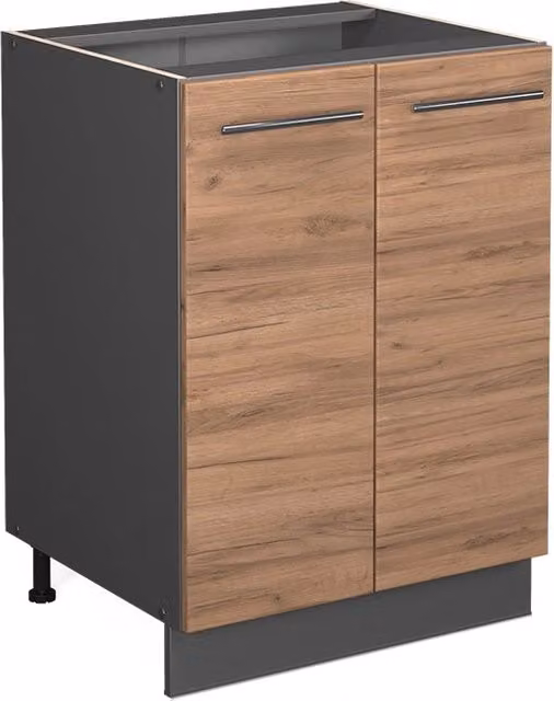Mobiletto base cucina Vicco Fame-Line Rovere dorato e Antracite 60 cm senza piano di lavoro