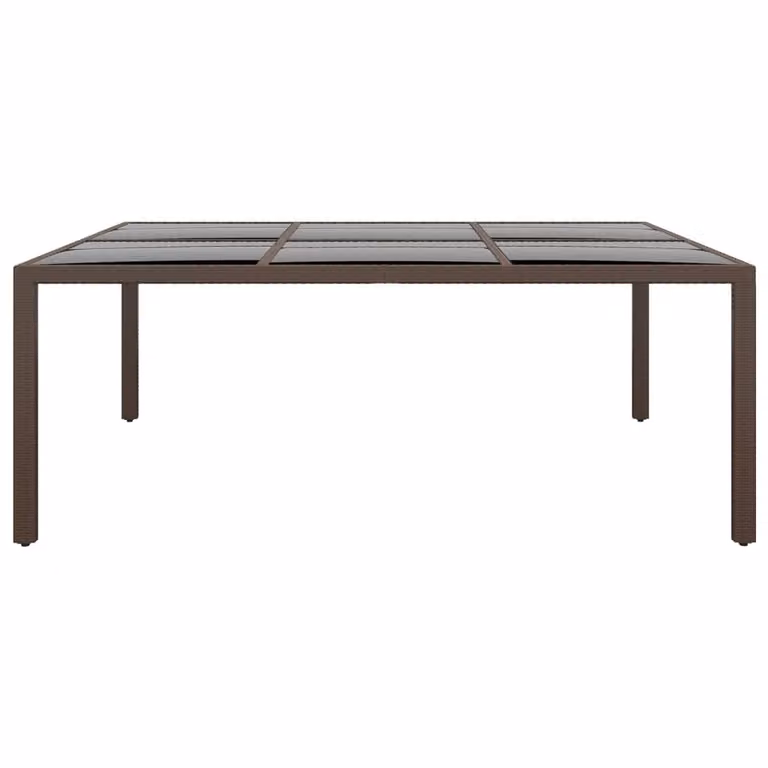 Tavolo da Giardino con Piano Vetro Marrone 200x150x75 cm Rattan