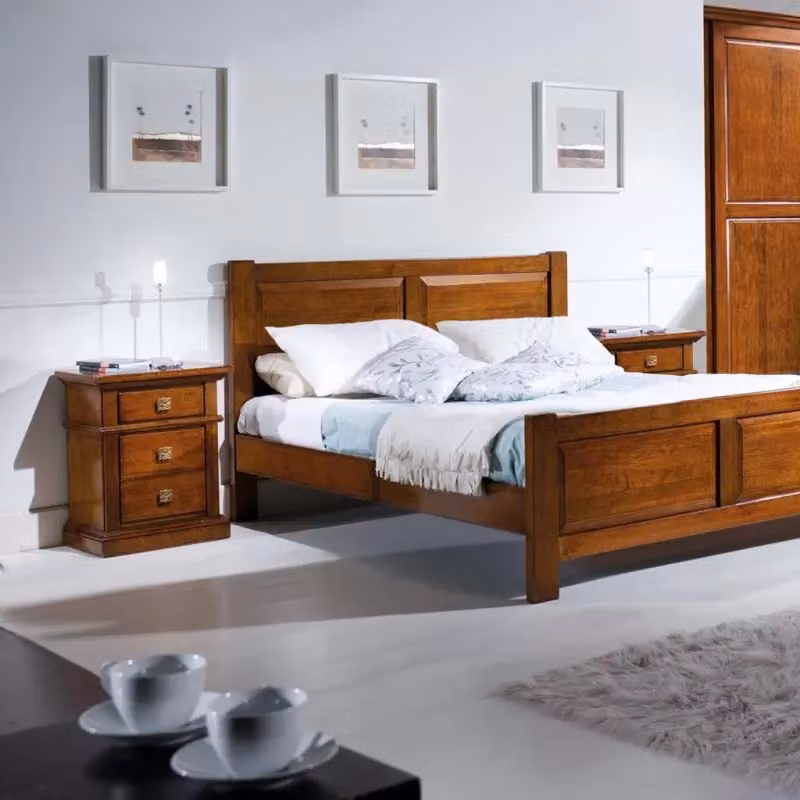 Comodino classico in legno con 3 cassetti Mobili 2G colore noce L: 55 cm, P: 37 cm, H: 67 cm – 3