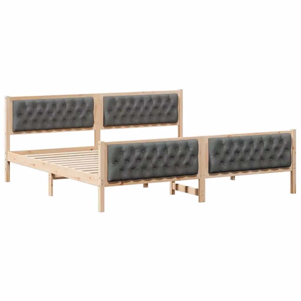 Struttura letto in pino massello vidaXL Grigio, L/P/H: 200 x 200 x 210,5 cm – 2