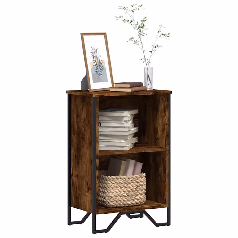 Libreria moderna vidaXL in legno e metallo colore rovere marrone L: 50 cm, P: 31 cm, H: 74,5 cm