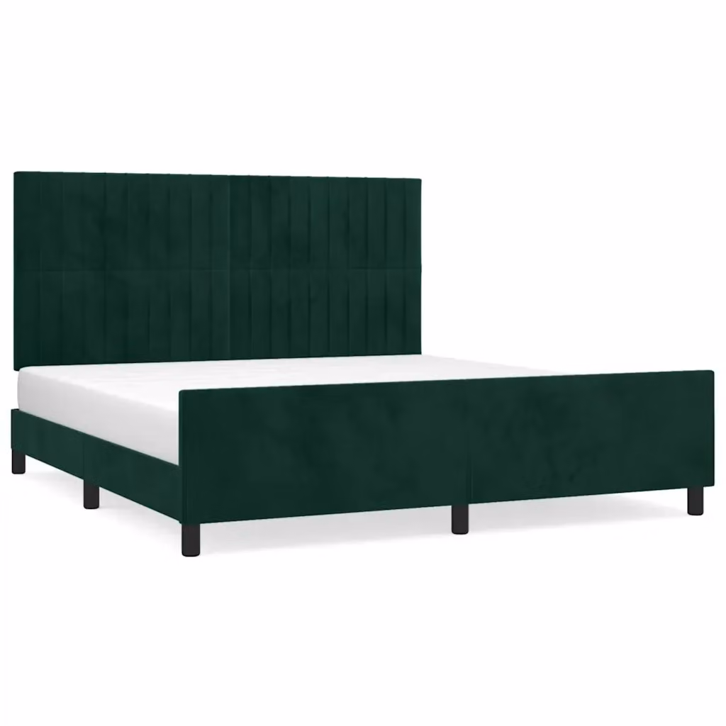 Giroletto vidaXL in Velluto Verde Scuro con Struttura in Legno di Larice L/P/H: 160 x 200 x 128 cm – 2