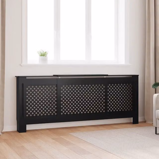 Copertura per radiatore vidaXL in MDF nera L: 205 cm, P: 20,5 cm, H: 81,5 cm – 1