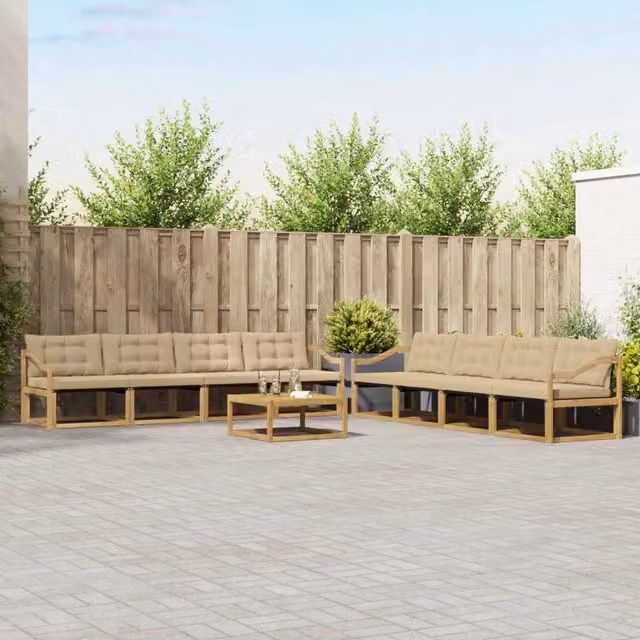 Set di divani da esterno 9 pz Bianco e Beige 3388551