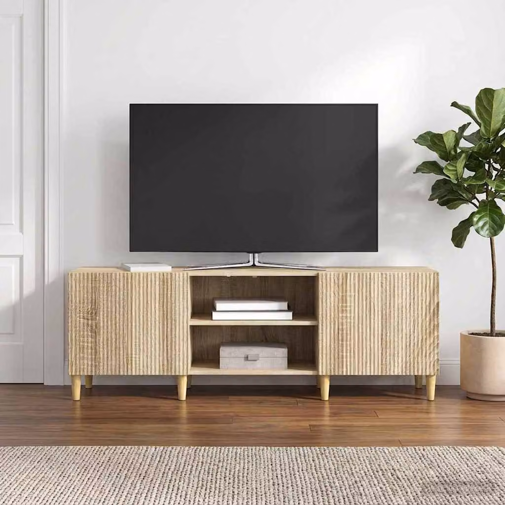 Mobile TV vidaXL in legno ingegnerizzato color rovere sonoma e beige, L 150 x P 31 x H 50 cm