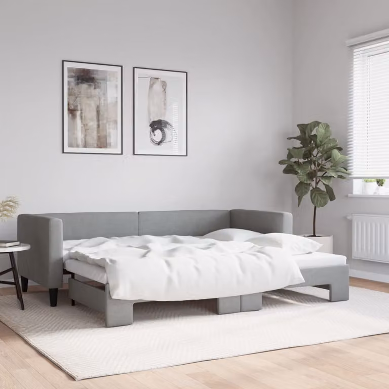 vidaXL Divano Letto con Letto Estraibile Grigio Chiaro in Tessuto