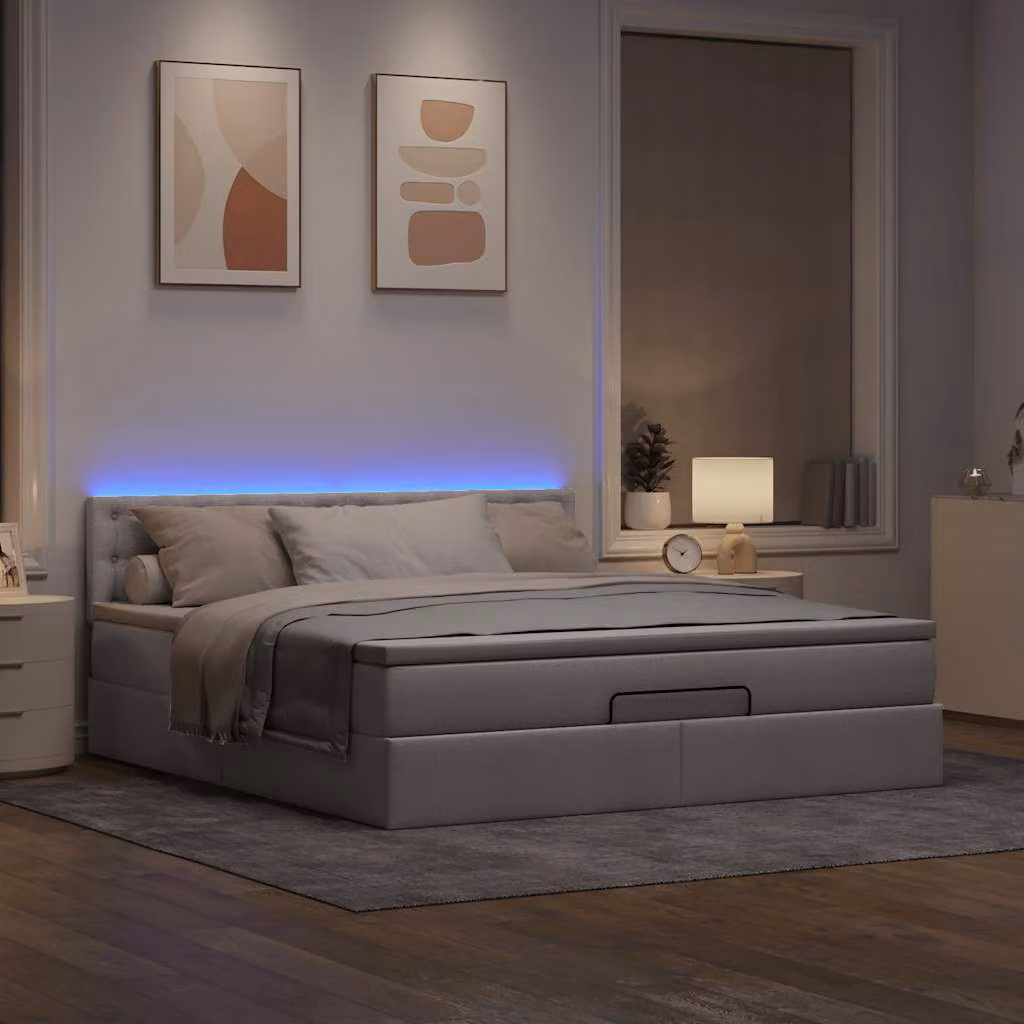 Maison Exclusive - Letto ottomano con materasso e LED taupe 180x200 cm tessuto