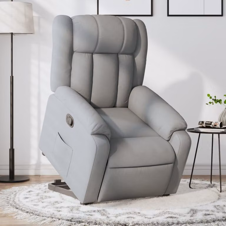 vidaXL Poltrona Alzapersona Reclinabile Grigia in Tessuto con Assistenza Elettrica per Anziani