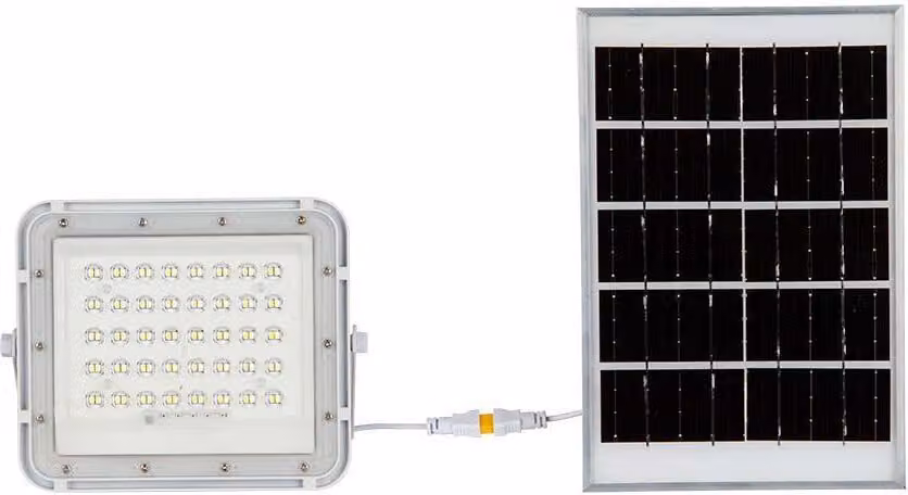 V-TAC VT-80W Faro led bianco con pannello solare 10W e telecomando LED Proiettore con batteria sostituibile 4000K 3m Cavo - 7842
