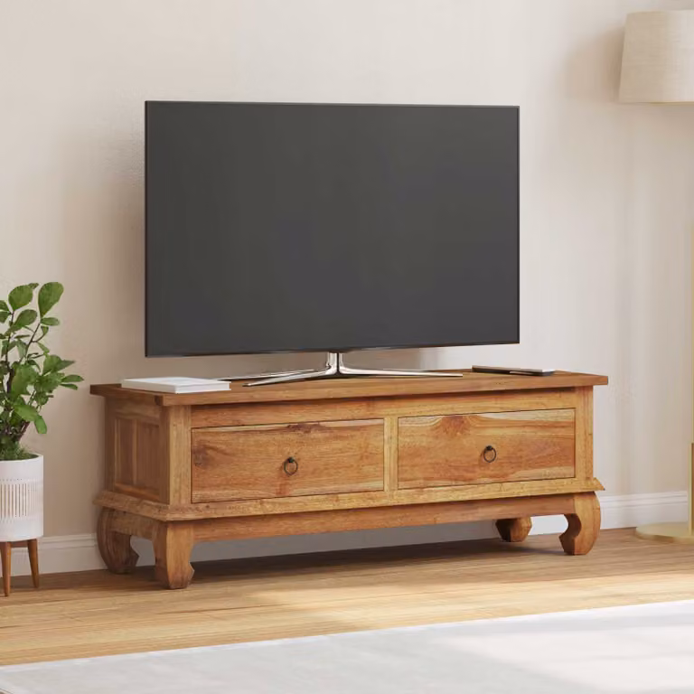 vidaXL Supporto TV Naturale 110 x 35 x 40 cm Legno di teak solido
