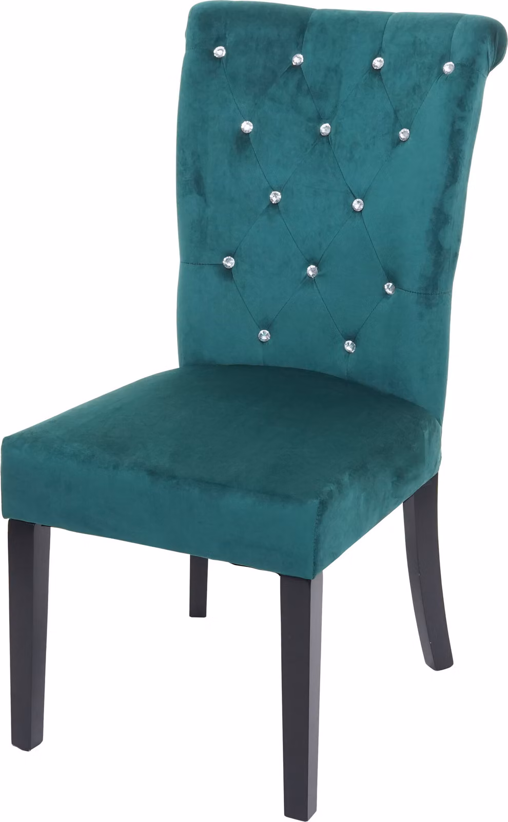 Sedia da sala da pranzo MCW-D22, sedia da cucina, velluto con borchie ~ verde scuro, gambe nere