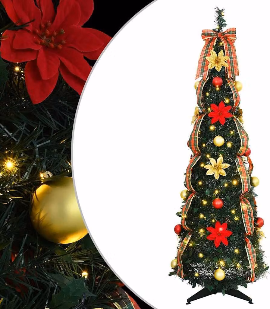 Albero di Natale artificiale con 100 LED Verde 155 cm PVC