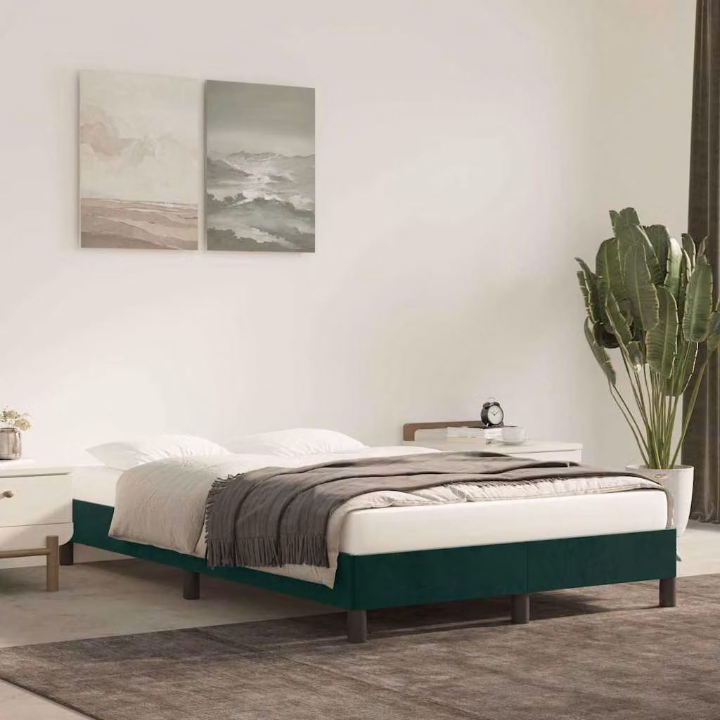 vidaXL Giroletto in Velluto Verde Scuro senza Materasso L: 120 cm, P: 200 cm