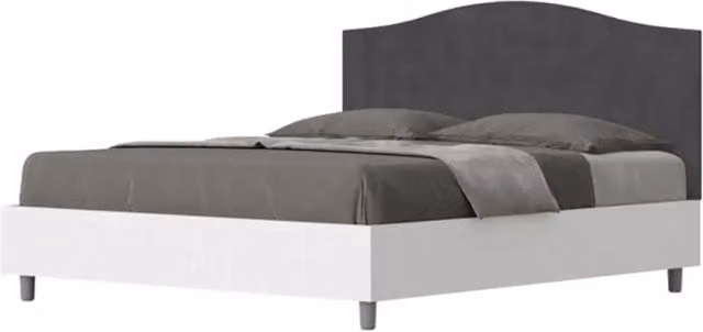 Letto matrimoniale con rete 160x200 bianco frassino testata microfibra grigio Grace