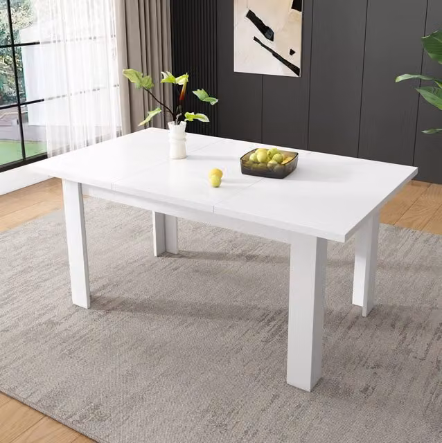 Tavolo da pranzo con piano ribaltabile e vano contenitore; 120 × 70 cm; MDF bianco