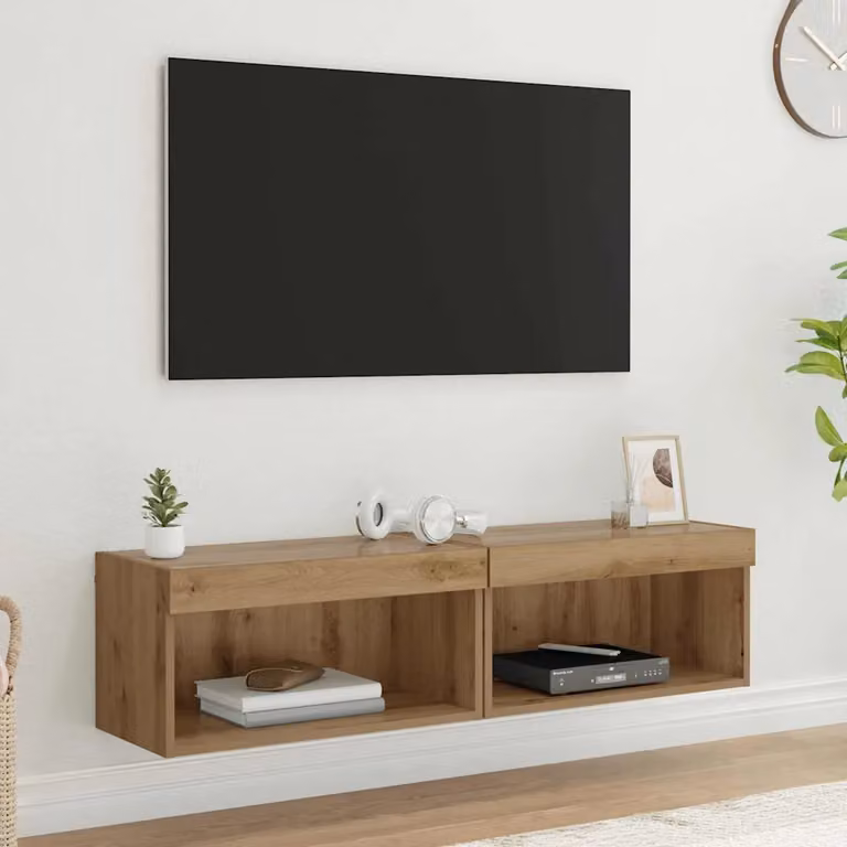 Set di 2 mobili TV moderni vidaXL in legno ingegnerizzato color rovere artigianale marrone opaco