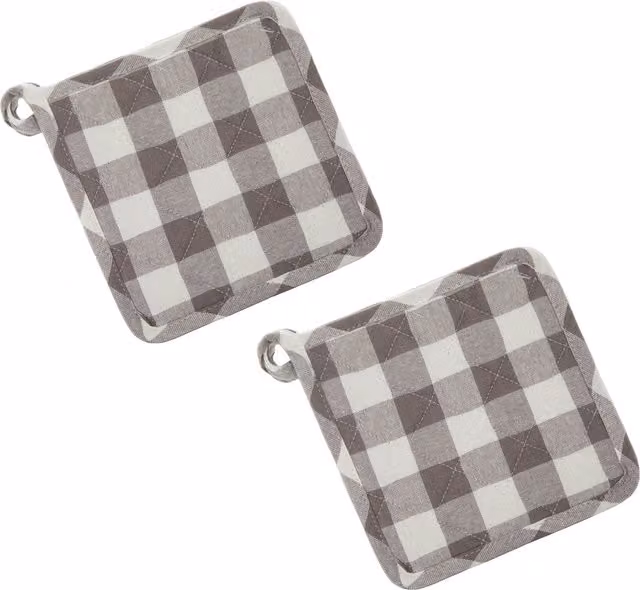 Set 2 presine da forno 18x18 cm cotone quadri tortora