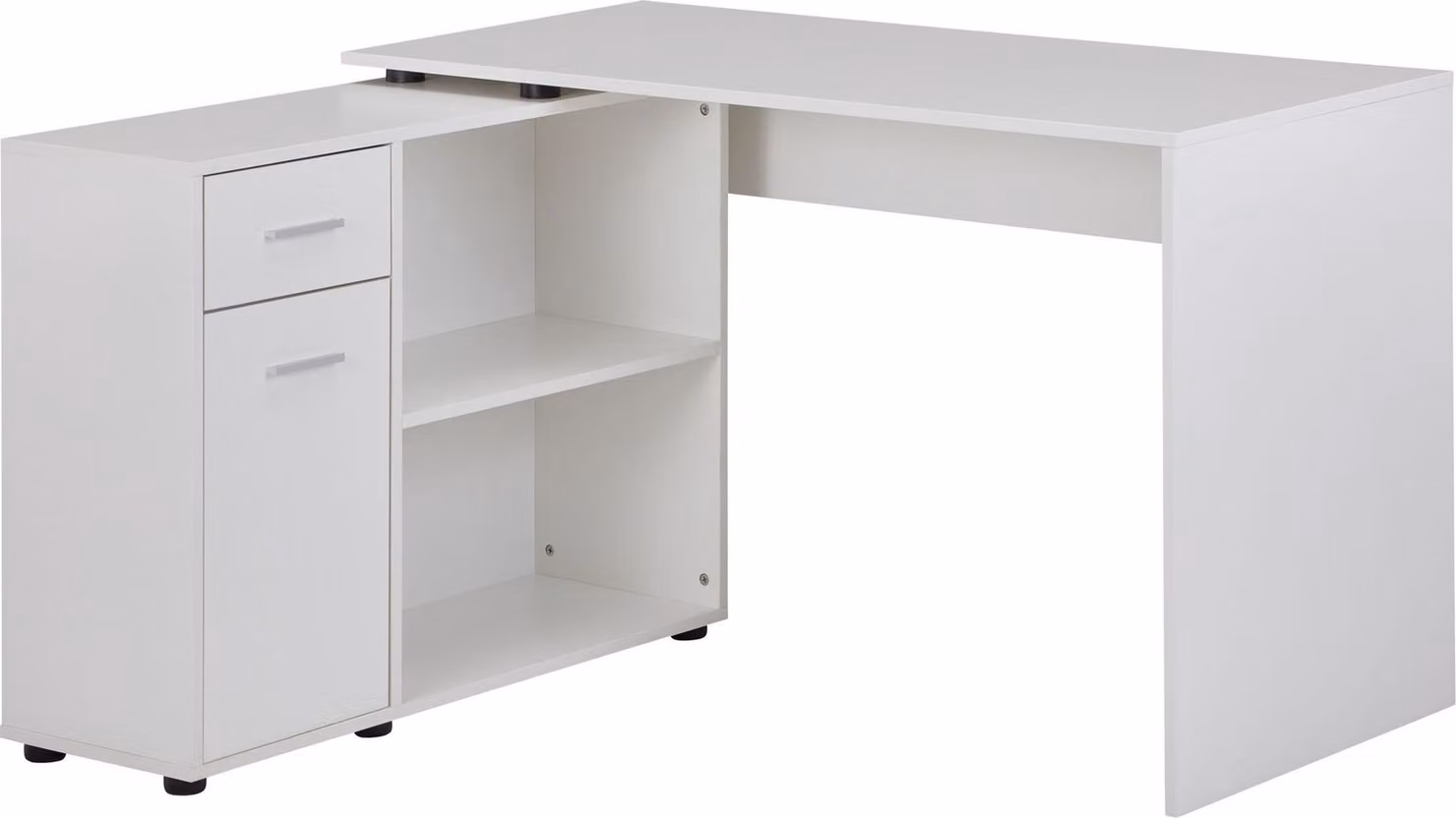 Scrivania ad angolo con ripiano bianco 120 x 75,5 x 106,5 cm | Wohnling