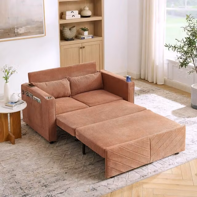 Divano Letto 2 Posti con Ricarica USB ¨C MINIMAL ¨C Arancione
