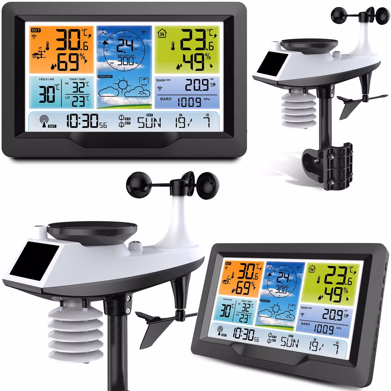 Stazione meteo digitale con display Termometro Sensore da esterno BD-905 Grafite