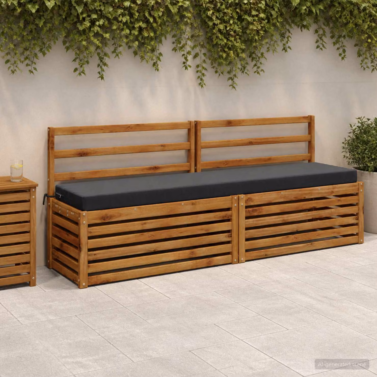 Set di 2 cuscini per panchina vidaXL SOEST in poliestere, colore antracite, L 170 cm x P 40 cm x H 8 cm