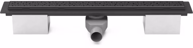Chud?j, grondaia in plastica lineare, colore nero, lunghezza 650 mm, con scarico laterale D50 e sifone a galleggiante CH PA 650 SC