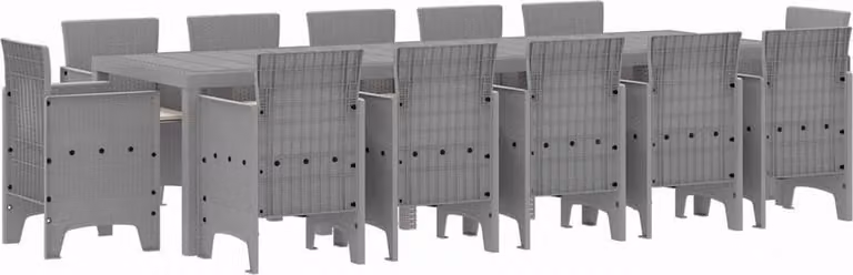 Set da Pranzo per Giardino 13 pcs Grigio chiaro Poly Rattan