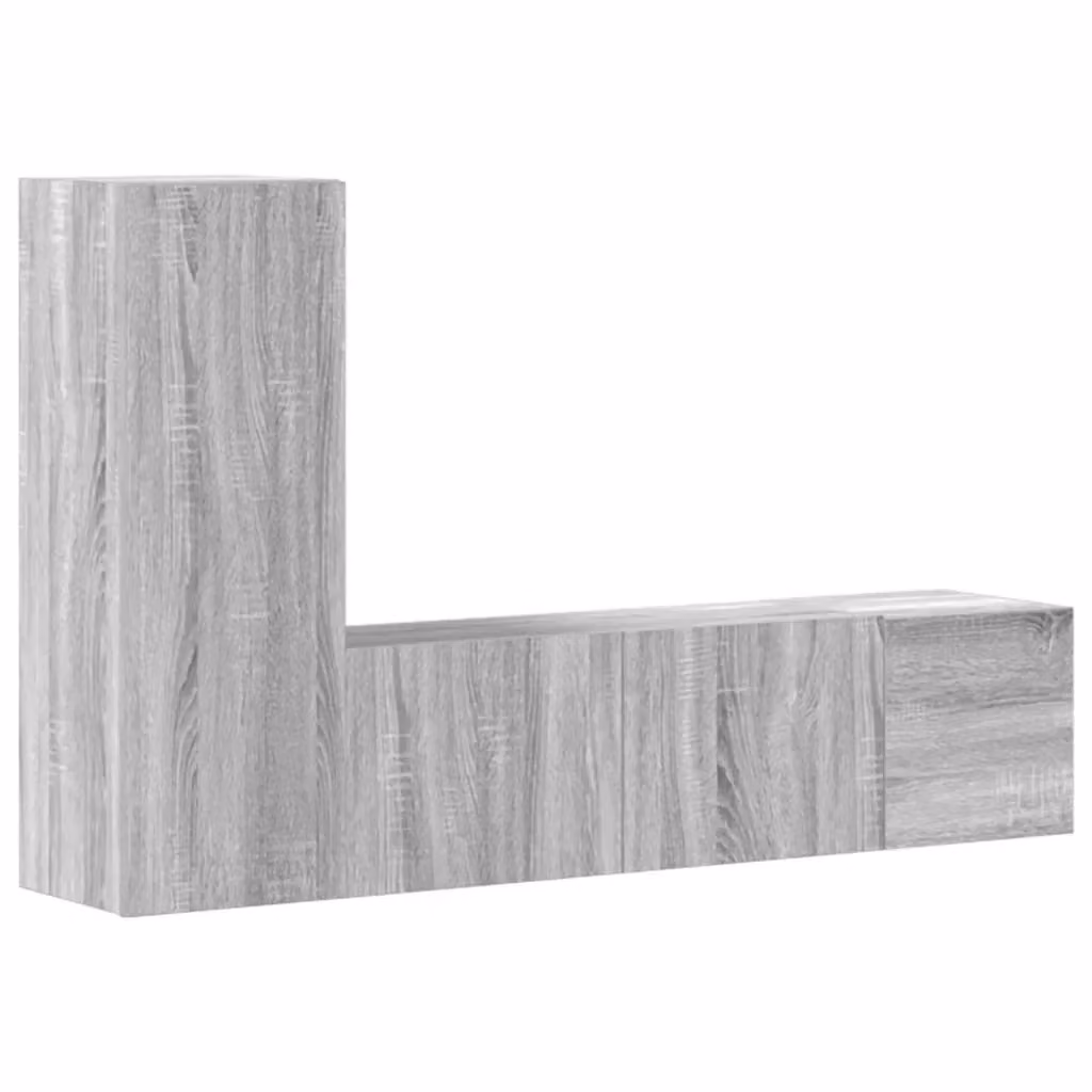 Set di mobili porta TV da soggiorno vidaXL in legno multistrato, 3 pezzi, colore grigio opaco – 2