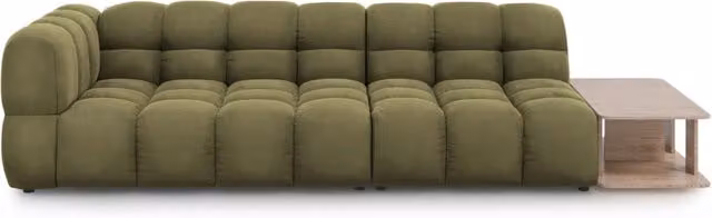 Divano modulare destro Sky di Cosmopolitan Design, 4 posti in velluto verde chiaro, L: 297 cm, P: 102 cm, H: 75 cm – 1