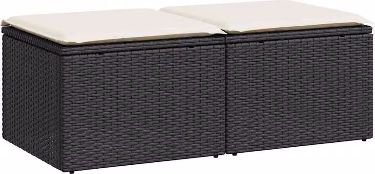 Set Divani da Giardino con Cuscini 2 pz Nero Polyrattan Acacia