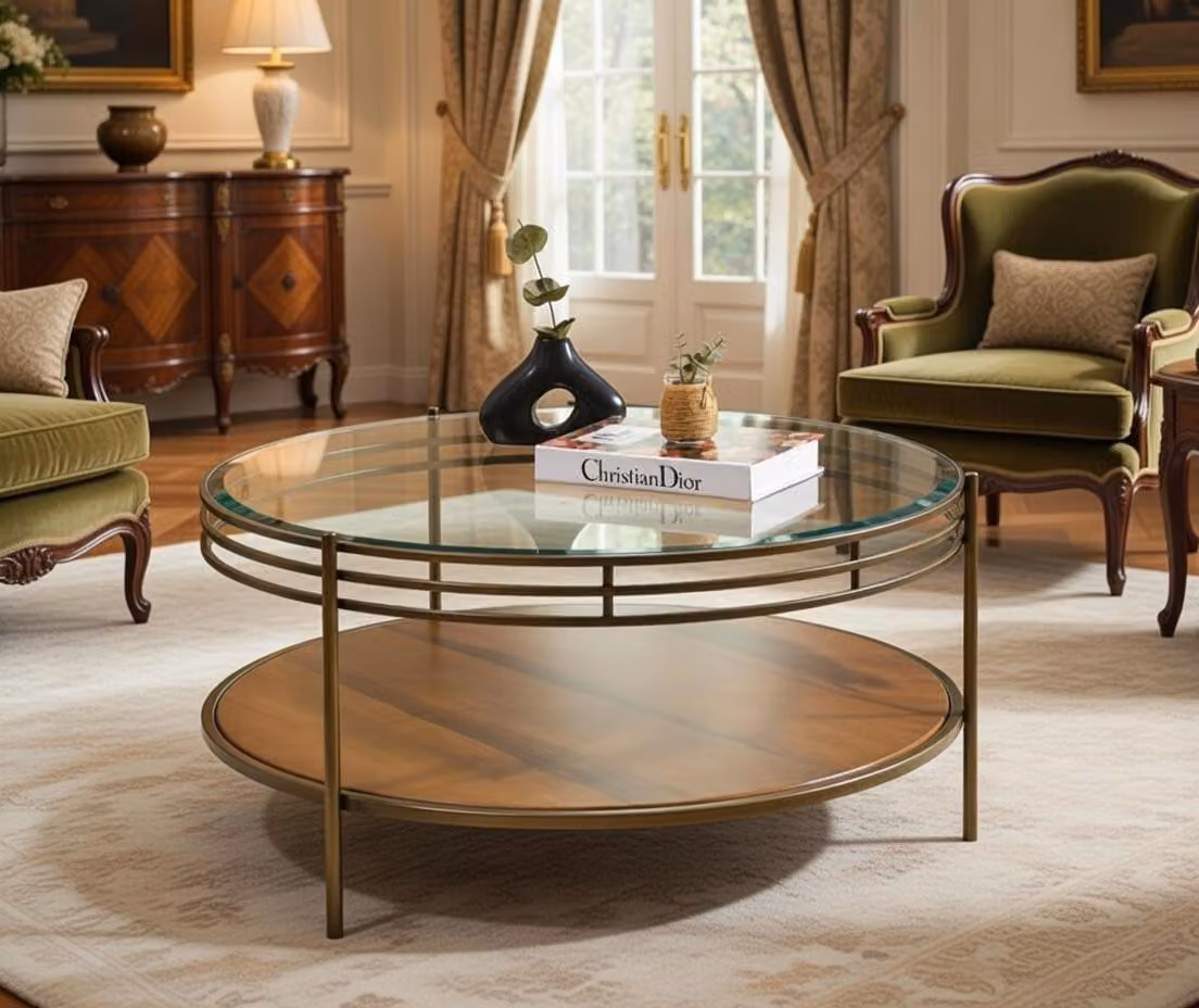 Tavolino da salotto moderno, minimalista, marrone, elegante, di classe, confortevole